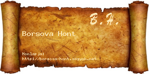 Borsova Hont névjegykártya